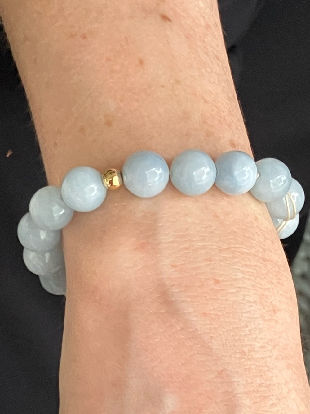 ANGELITE STONES BEAUTIFUL LIGHT BLUE WITH GOLD HEART AND SPACERS - Picture 11 of 13